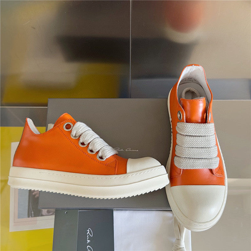 Rick Owens Fogachine leather Megalace Low 'Orange '