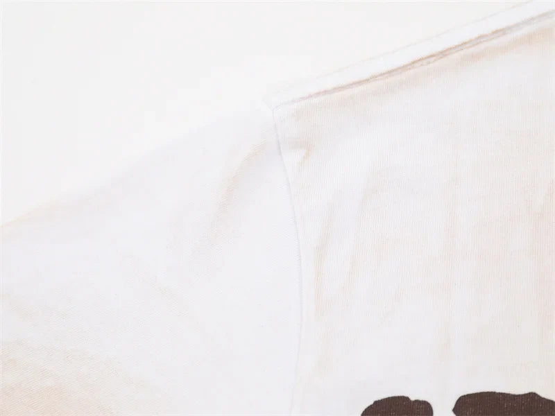 VALE2025 Latest Letter Slogan White Mud Print Fashion T-shirt