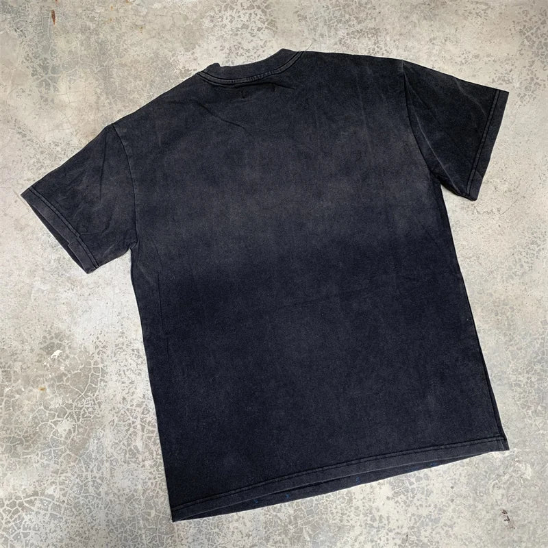 VALE2025 Retro Washed City Wall Poster Printed Fashion T-shirt