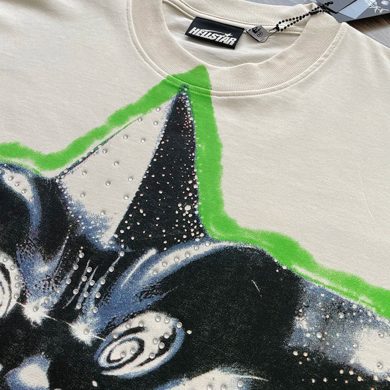 Hellstar  PATH TO PARADISE Smiling star  Pressed diamond printed casual short-sleeved T-shirt