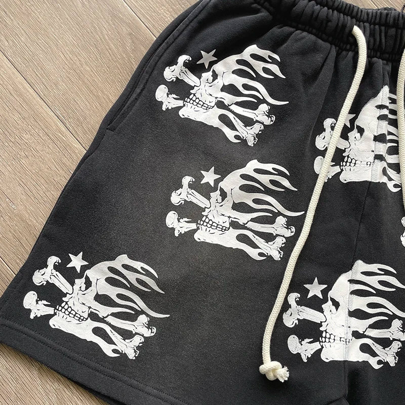Hellstar PATH TO PARADISE  Heavy wash skull printed shorts