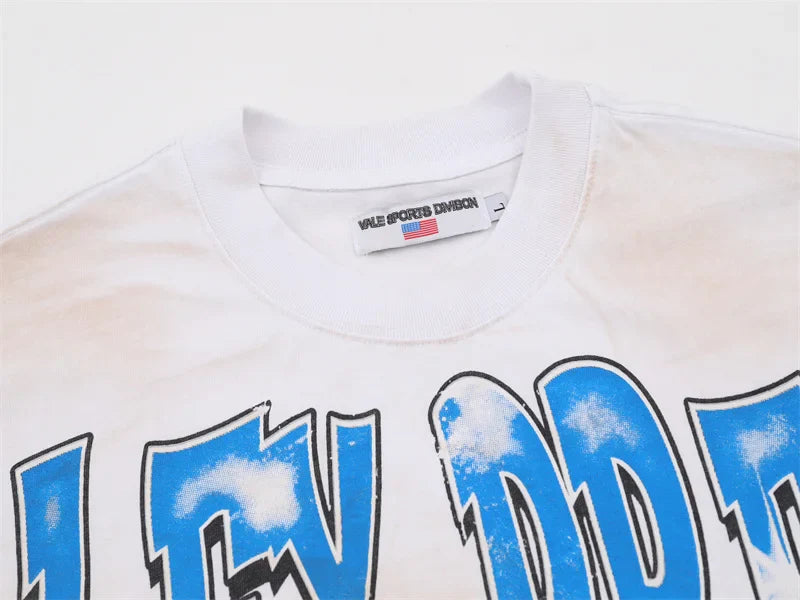 VALE2025 Pictorial Pattern White Mud Print Fashion T-shirt