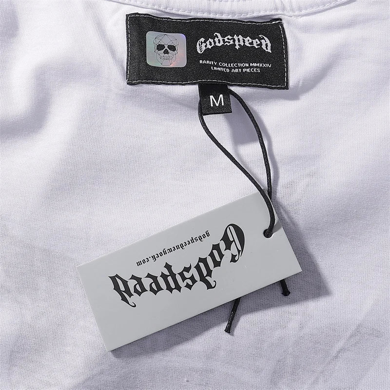 Godspeed Skeleton Printed High Weight Double Yarn Cotton Casual Short Sleeve
