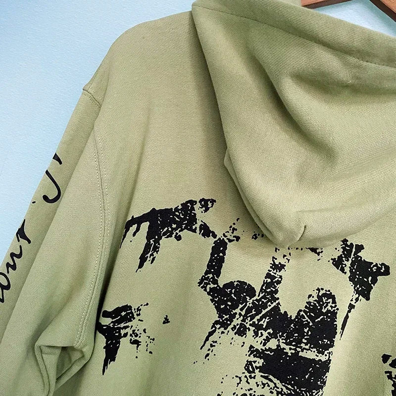 VERTABRAE Army Green Praying Hoodie