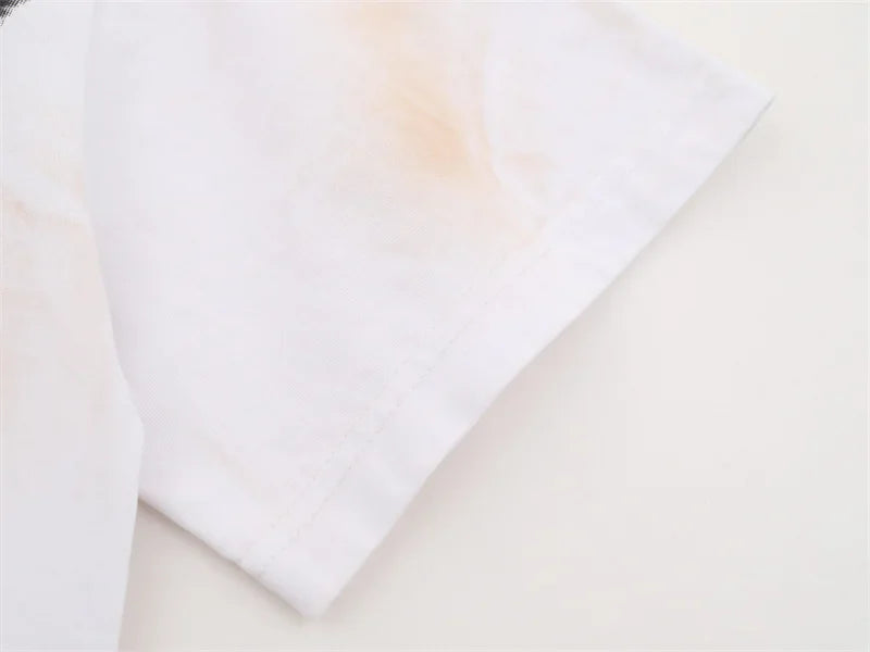 Vale Pure Cotton Baseball Printed Distressed t-Shirt
