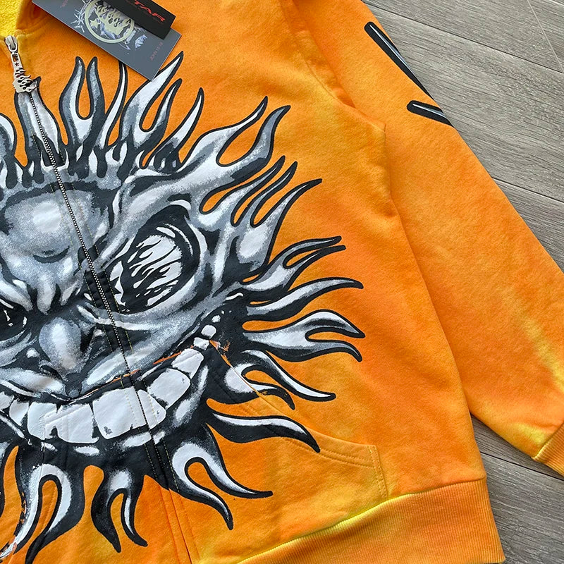 Hellstar PATH TO PARADISE  sun zip up orange shine hoodie capsule 11