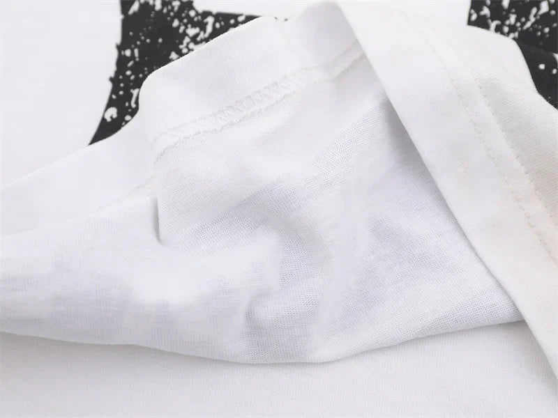 VALE2025 Latest Letter Slogan White Mud Print Fashion T-shirt