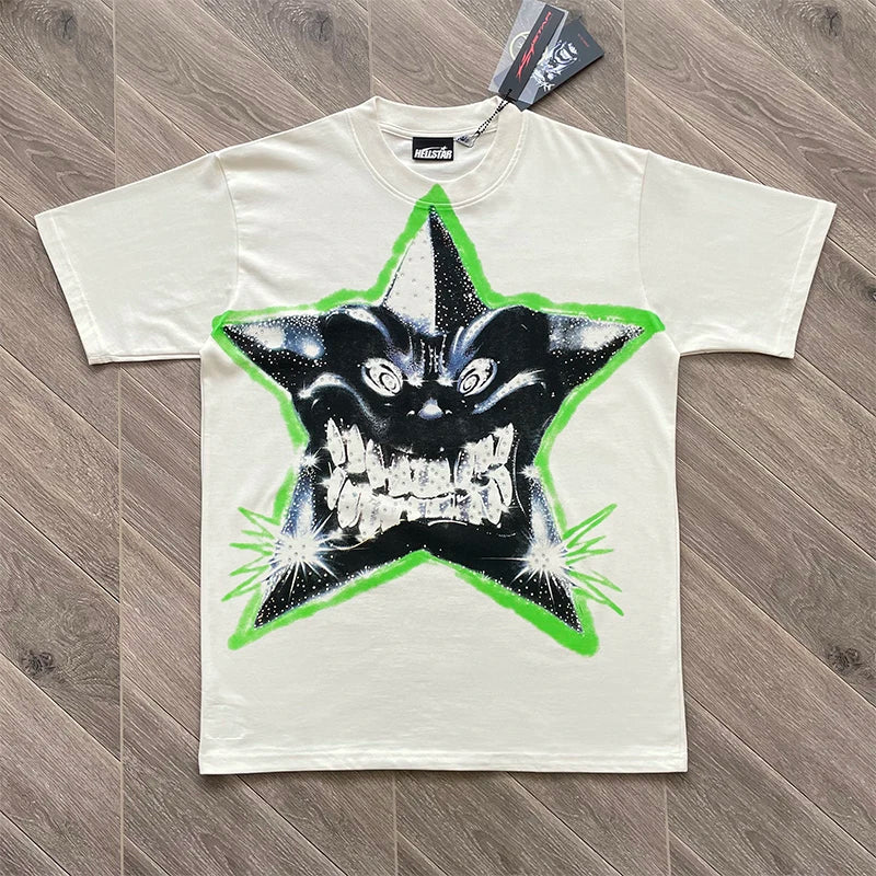 Hellstar  PATH TO PARADISE Smiling star  Pressed diamond printed casual short-sleeved T-shirt