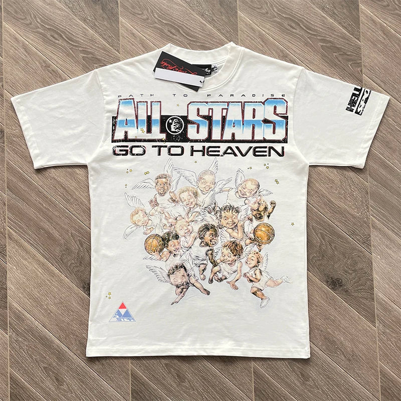 Hellstar  Studios ALL STARS GO TO HEAVEN Euro-American print style short-sleeved T-shirt