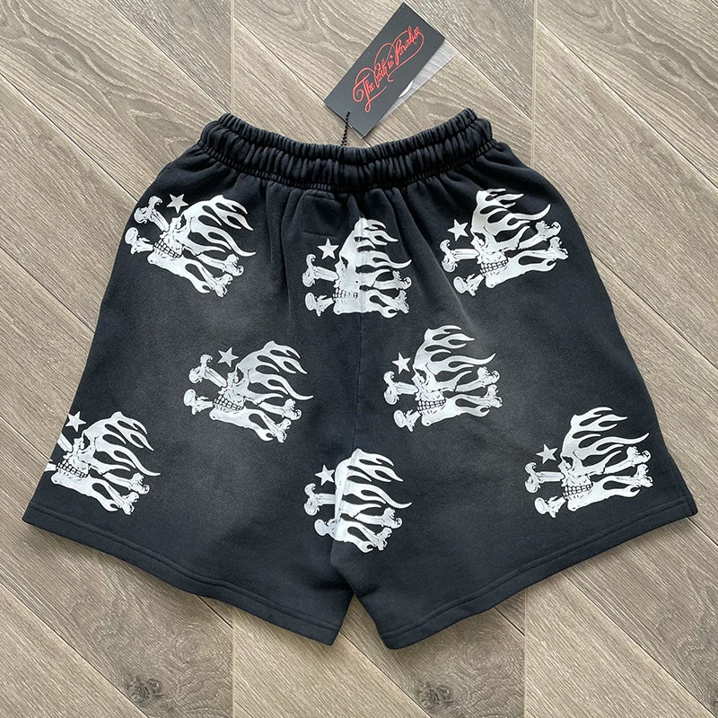 Hellstar PATH TO PARADISE  Heavy wash skull printed shorts