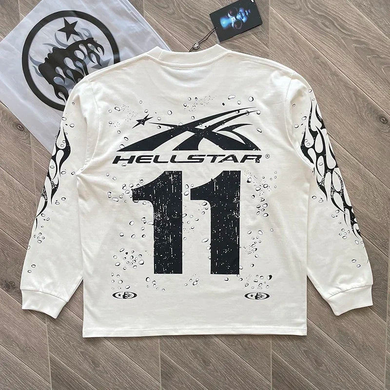 Hellstar  Moto Cross Long Sleeve Men's and women's casual long-sleeved T-shirts