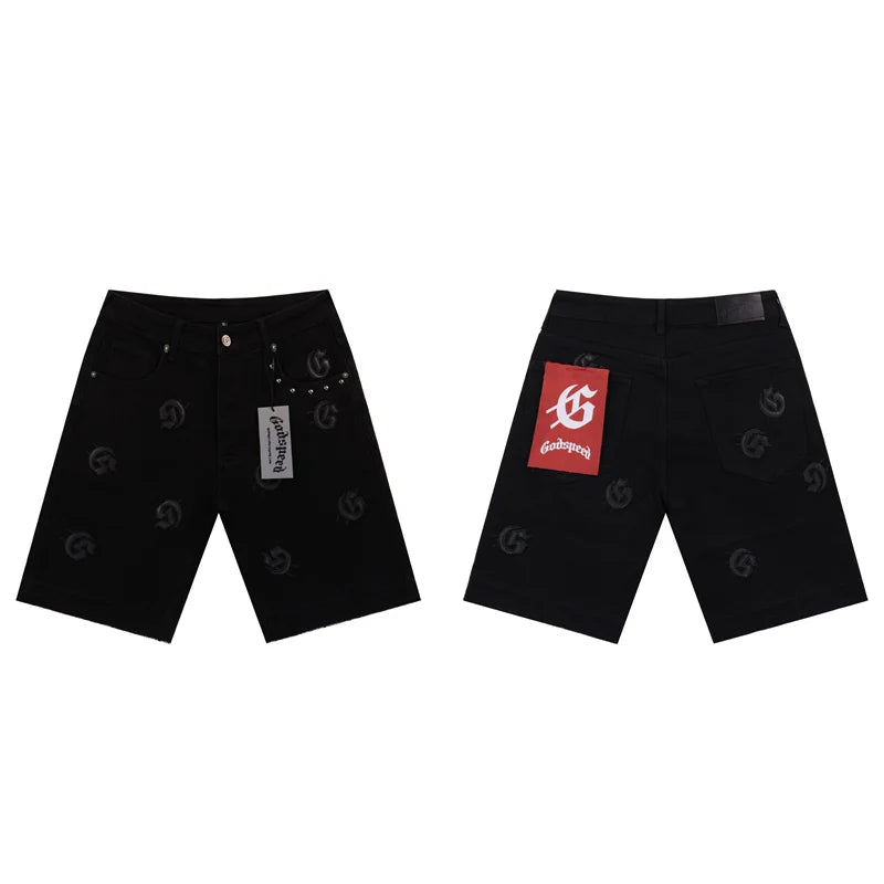 Godspeed Embroidered Jean shorts