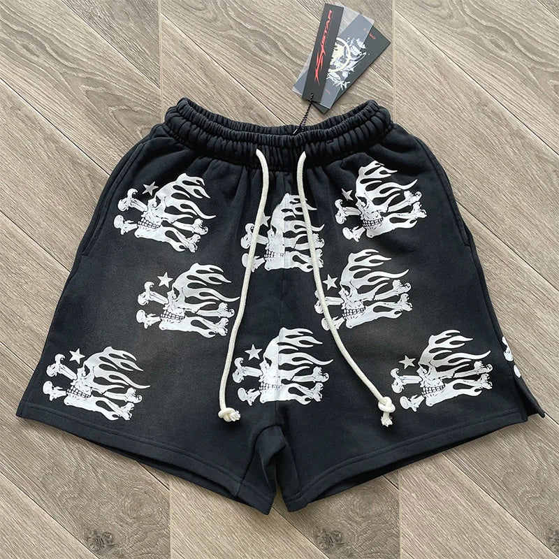 Hellstar PATH TO PARADISE  Heavy wash skull printed shorts