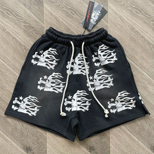 Hellstar PATH TO PARADISE  Heavy wash skull printed shorts