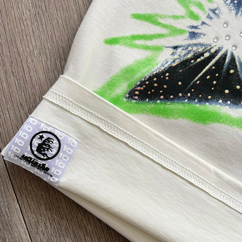 Hellstar  PATH TO PARADISE Smiling star  Pressed diamond printed casual short-sleeved T-shirt
