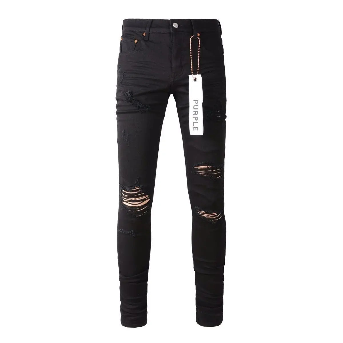 Purple black MEN JEANS slim fit trousers, fashion classic denim bottoms with ripped design