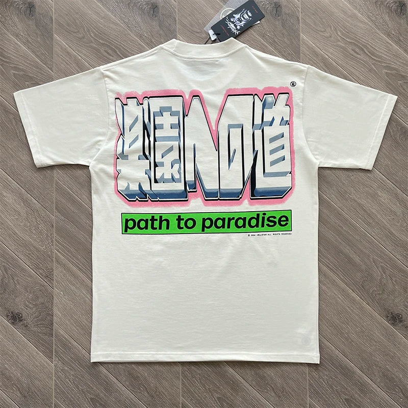 Hellstar  PATH TO PARADISE Smiling star  Pressed diamond printed casual short-sleeved T-shirt