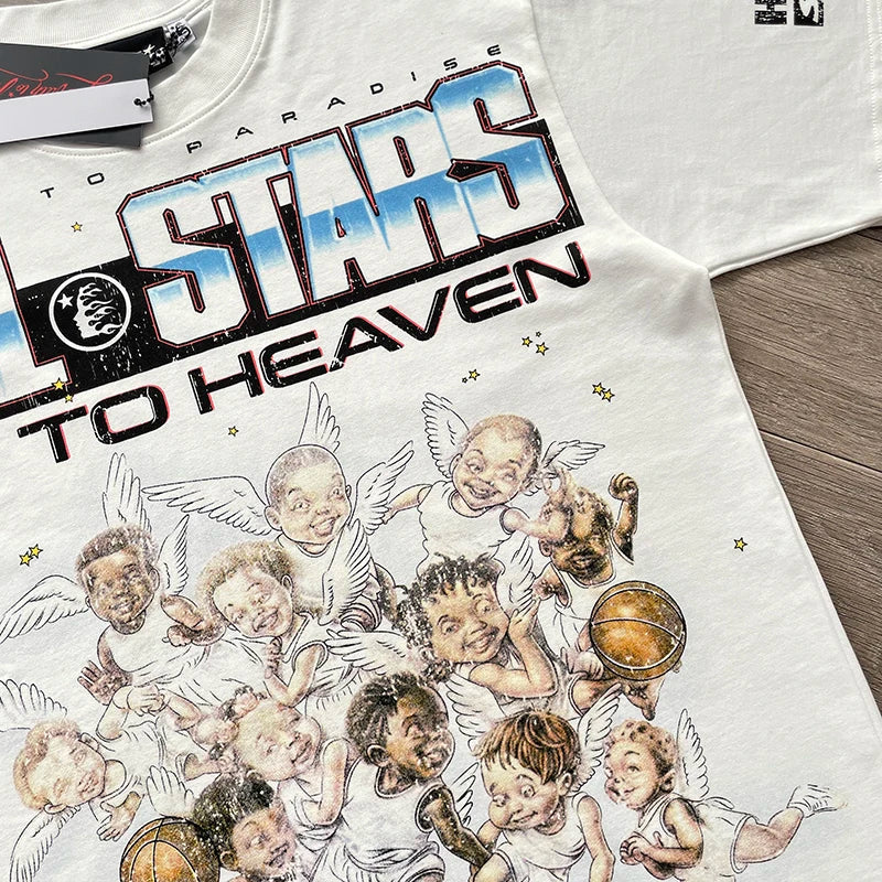 Hellstar  Studios ALL STARS GO TO HEAVEN Euro-American print style short-sleeved T-shirt