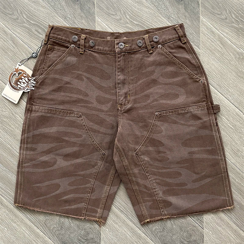 HS Studios Heavy wash camouflage denim casual shorts