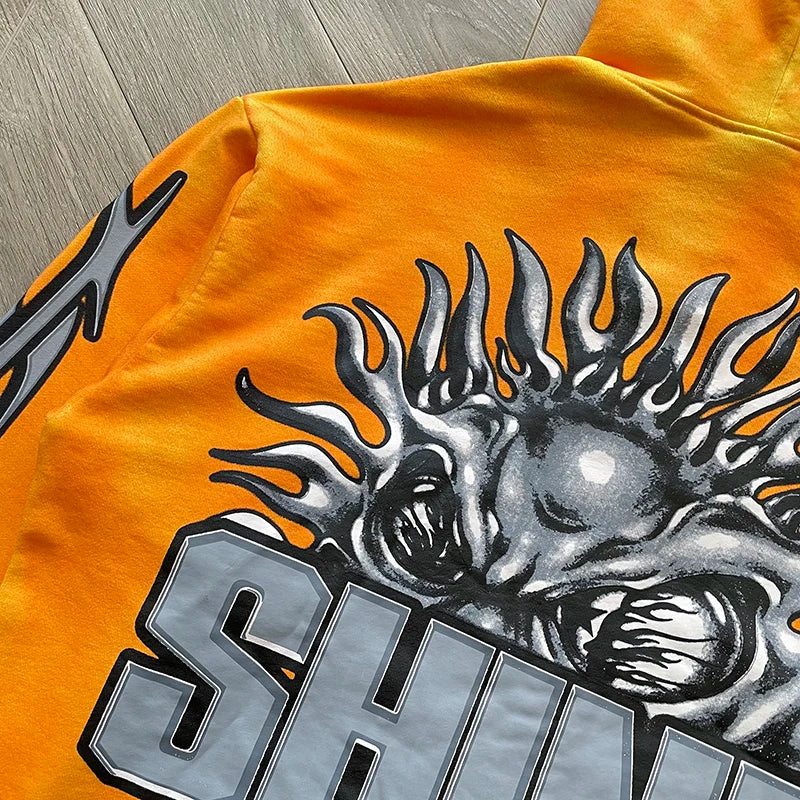 Hellstar PATH TO PARADISE  sun zip up orange shine hoodie capsule 11