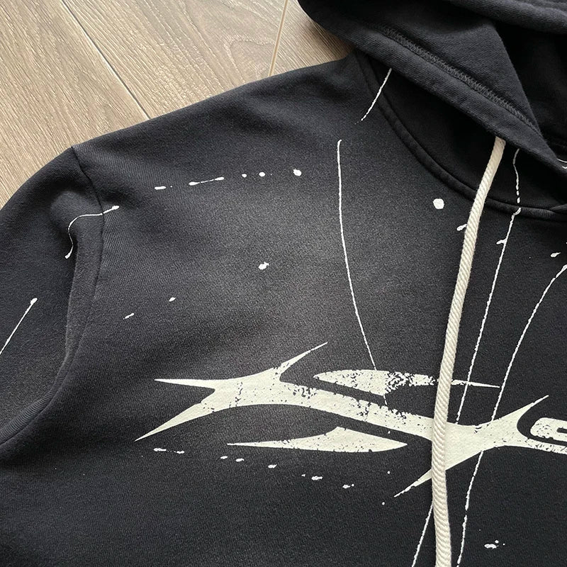 Hellstar  HS77 PATH TO PARADISE vintage classic printed logo acid wash hoodie