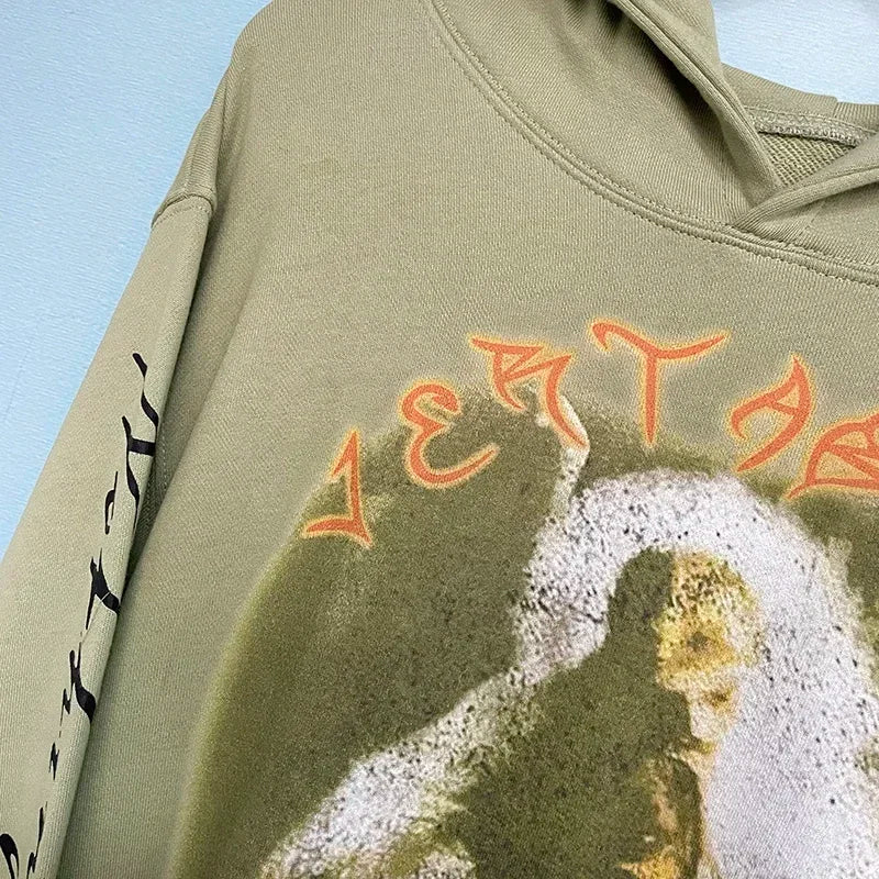 VERTABRAE Army Green Praying Hoodie