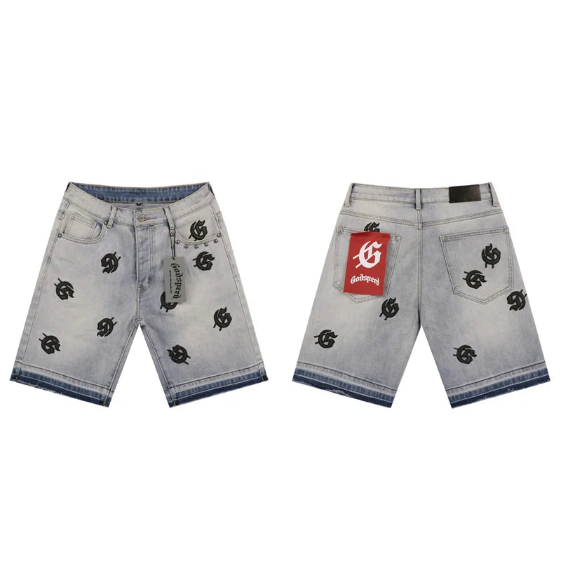 Godspeed Embroidered Jean shorts