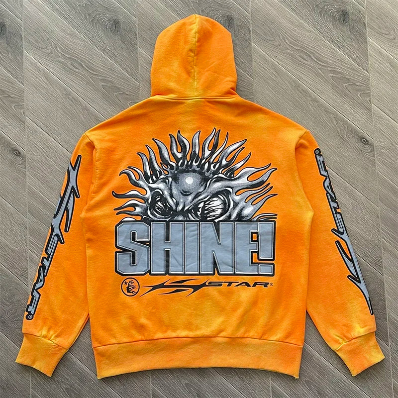 Hellstar PATH TO PARADISE  sun zip up orange shine hoodie capsule 11