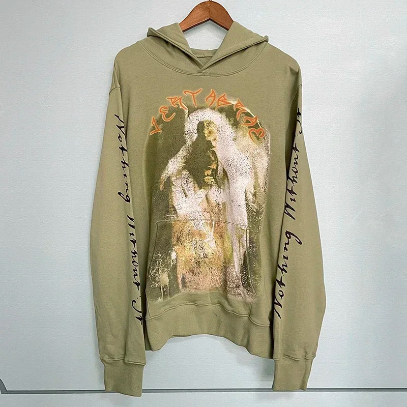 VERTABRAE Army Green Praying Hoodie