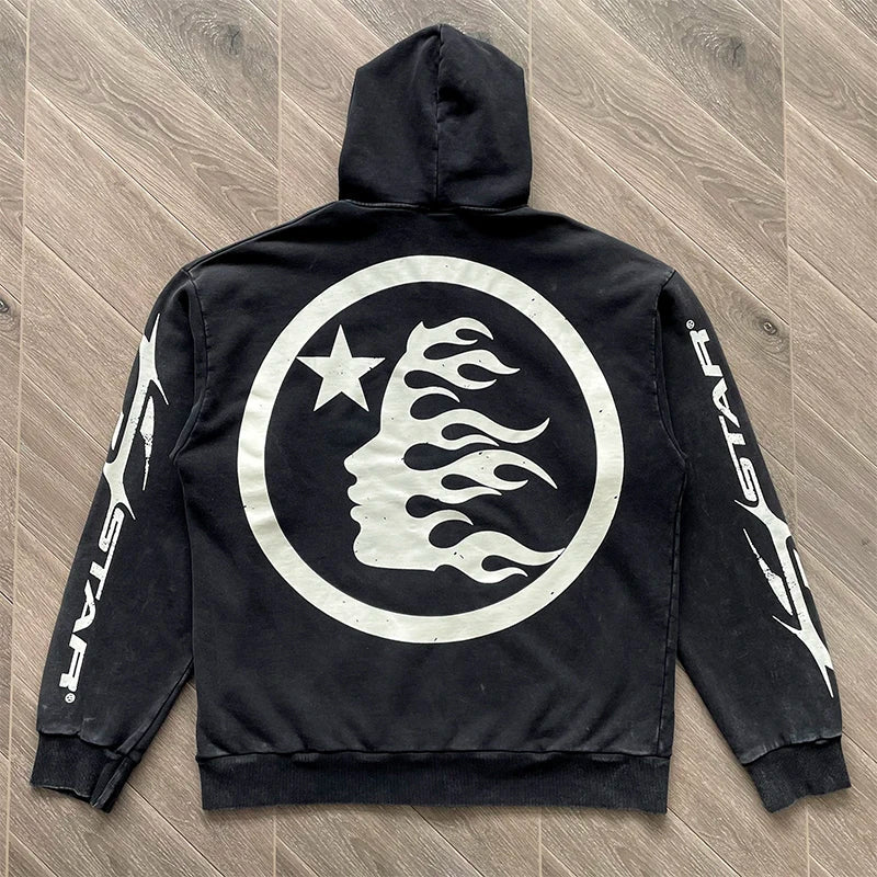 Hellstar capsule 11 path to paradise acid washed black zip up jacket