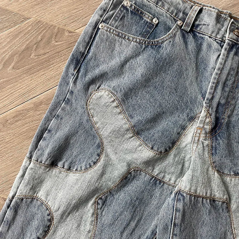 Glo Gang Multi Denim Flare patchwork jeans