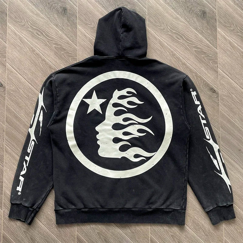 Hellstar capsule 11 path to paradise acid washed black zip up jacket