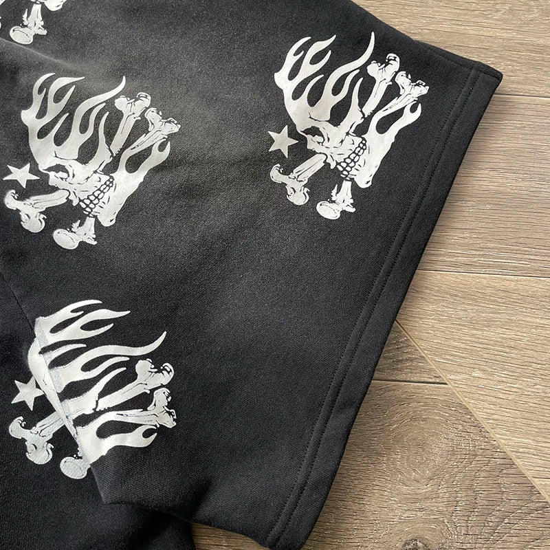 Hellstar PATH TO PARADISE  Heavy wash skull printed shorts