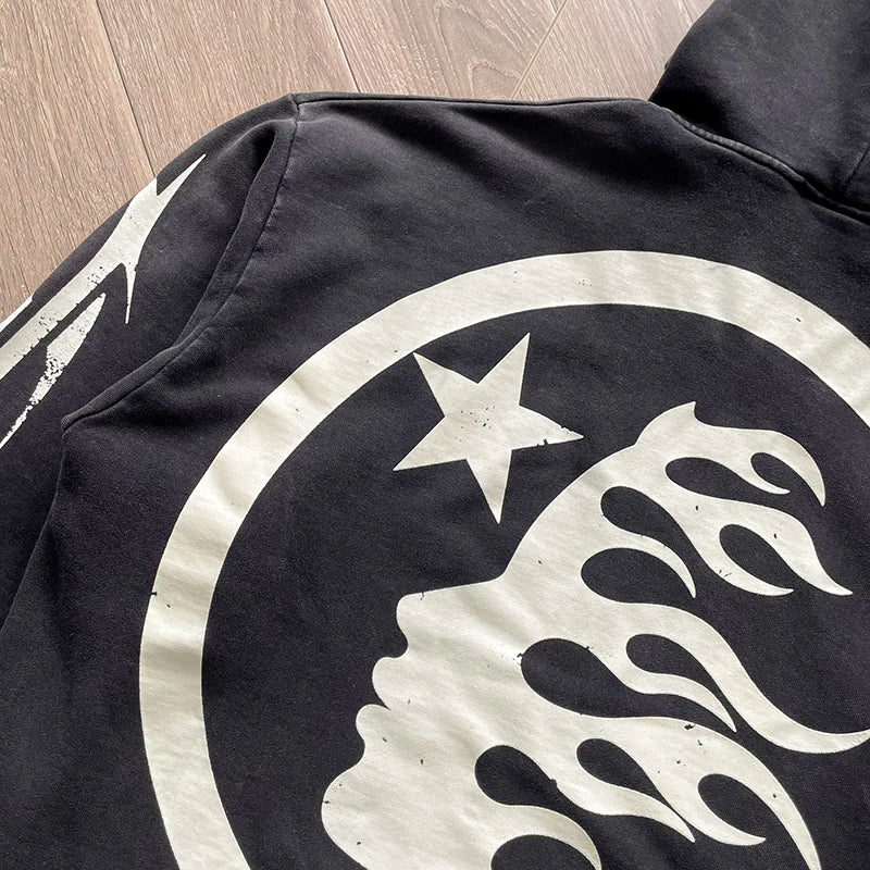 Hellstar capsule 11 path to paradise acid washed black zip up jacket