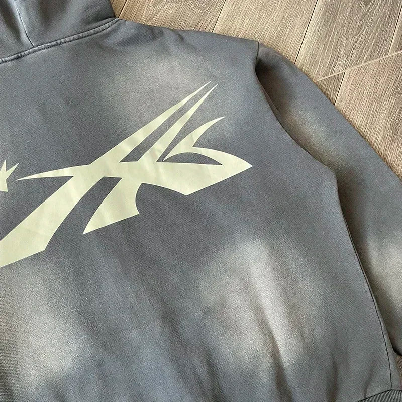 Hellstar   Sports Zip Up Wash cotton zipper hoodie