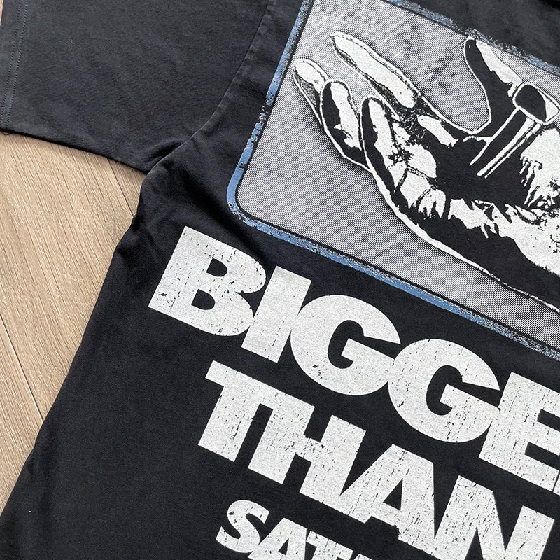 Hellstar STUDIOS BIGGER THAN SATAN's vintage print style short-sleeved T-shirt