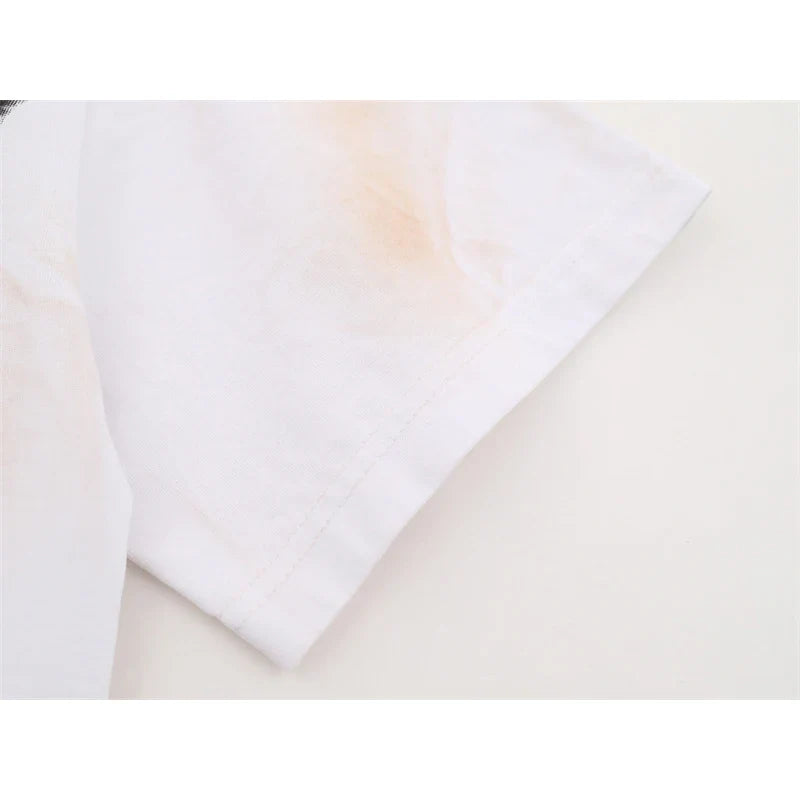 Vale Pure Cotton Baseball Printed Distressed t-Shirt