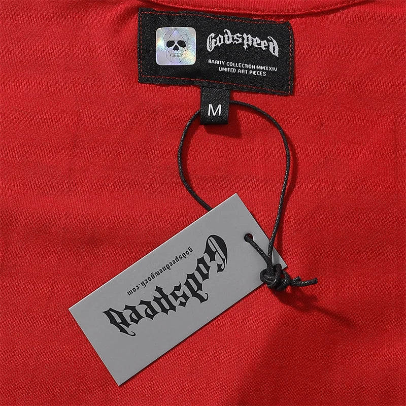 Godspeed Skeleton Racing Driver Printed Double Yarn Cotton Casual Short Sleeve T-shirt