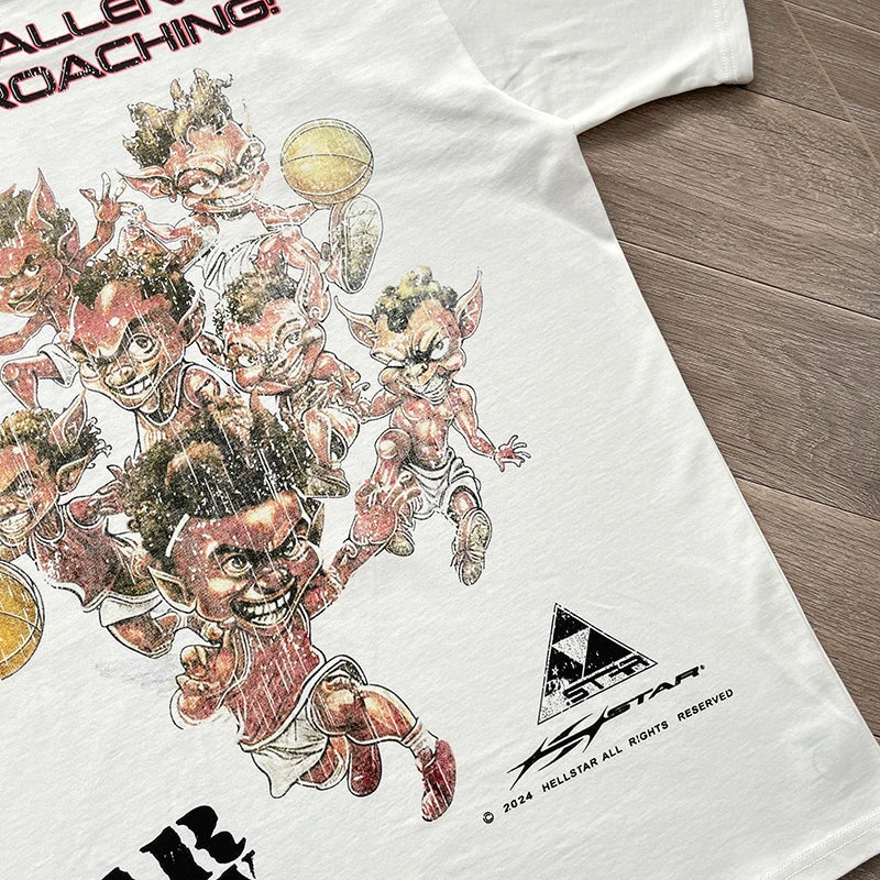 Hellstar  Studios ALL STARS GO TO HEAVEN Euro-American print style short-sleeved T-shirt