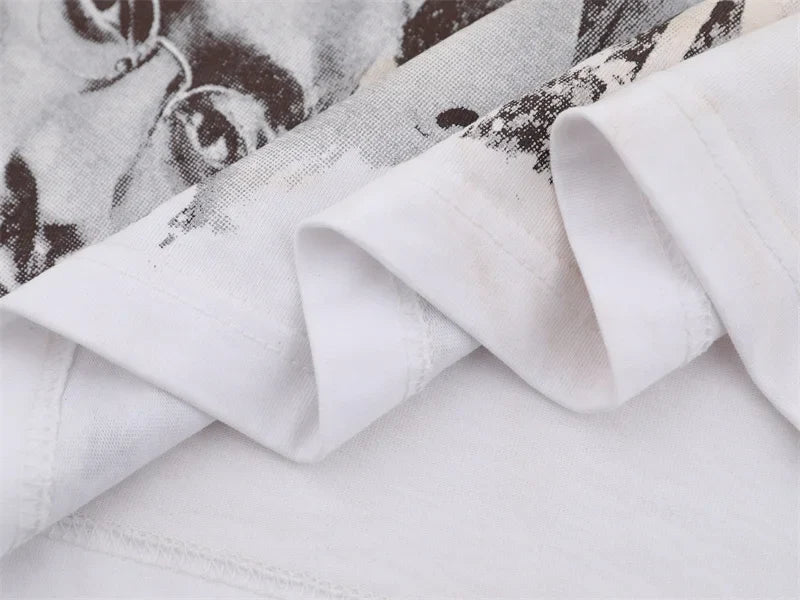 VALE2025 Pictorial Pattern White Mud Print Fashion T-shirt