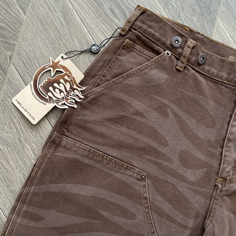 HS Studios Heavy wash camouflage denim casual shorts