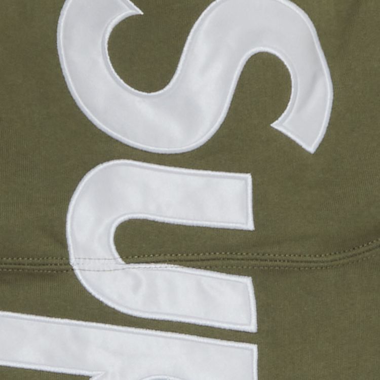 Supreme Satin Applique hoodie olive green