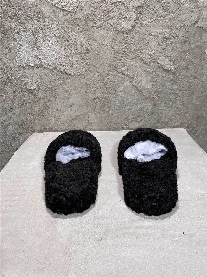 Balenciaga black furry slides
