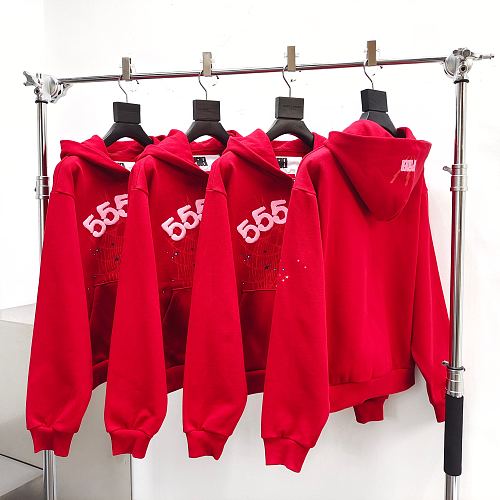 Sp5der Angel Number Zip Hoodie 'Merlot'