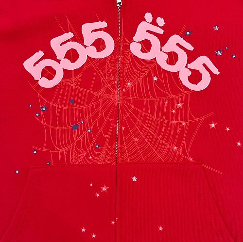Sp5der Angel Number Zip Hoodie 'Merlot'
