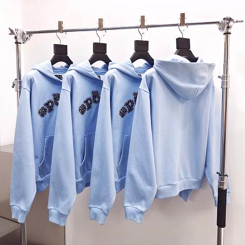 Sp5der blue Mixed Stone OG V2 Zip Hoodie