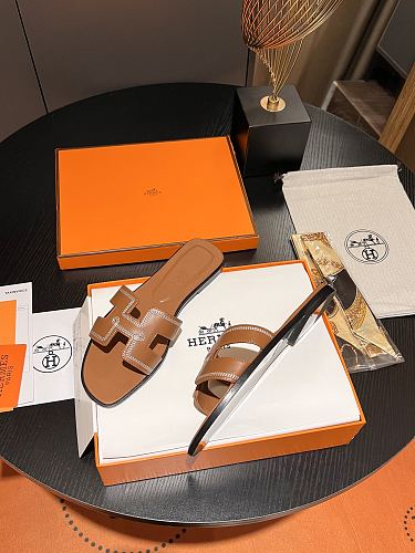 HERMES ORAN OASIS H SANDALS HEEL CLASSIC CALFSKIN GOLD BROWN