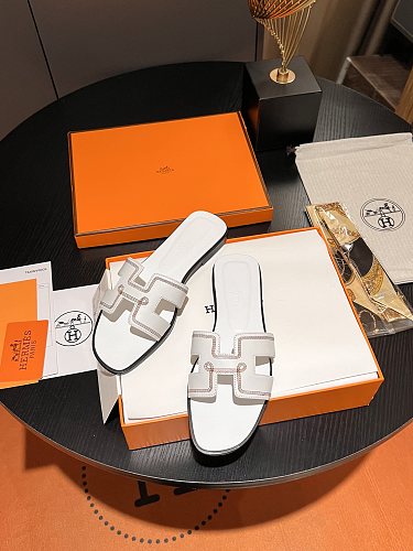 Hermes Oran Sandals white